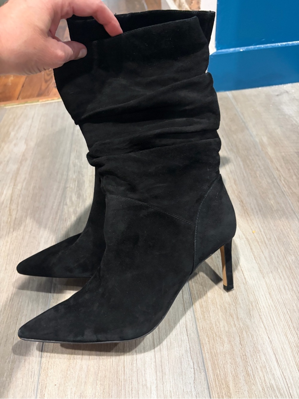 Suede mid-calf bootie